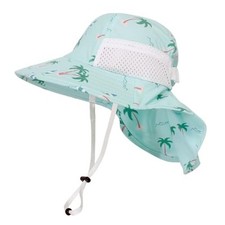 Toddler Sun Hat for Baby Kids Summer UPF 50 3-7 Years Light Green Coconut Tree