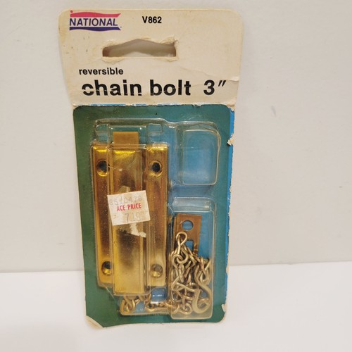Vintage Bright Brass V862 National Hardware Reversible 3" Chain Bolt