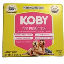 Koby Dog Probiotics Powder 60 Scoops - Brand New Factory Sealed