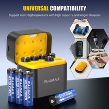 8pcs 4255mWh Rechargeable Lithium AA Batteries 1.5V High Capacity  Charger Case