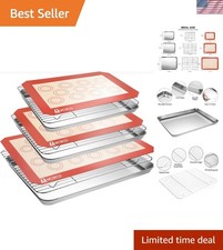 Stainless Steel Baking Sheet Set with Silicone Mats   9 Piece Collection