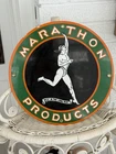Vintage MARATHON  Metal Porcelain Enamel Sign NOS