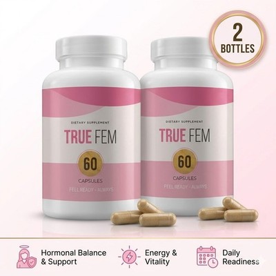 TRUE FEM Women's Dietary Supplement 2-Pack Vitality & Energy Support 120 Caps