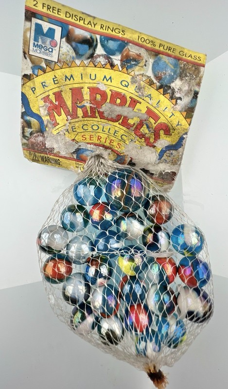 Vacor Mega Marbles Surfing Glass Marbles Net Bag Players Shooter Rare Vintage