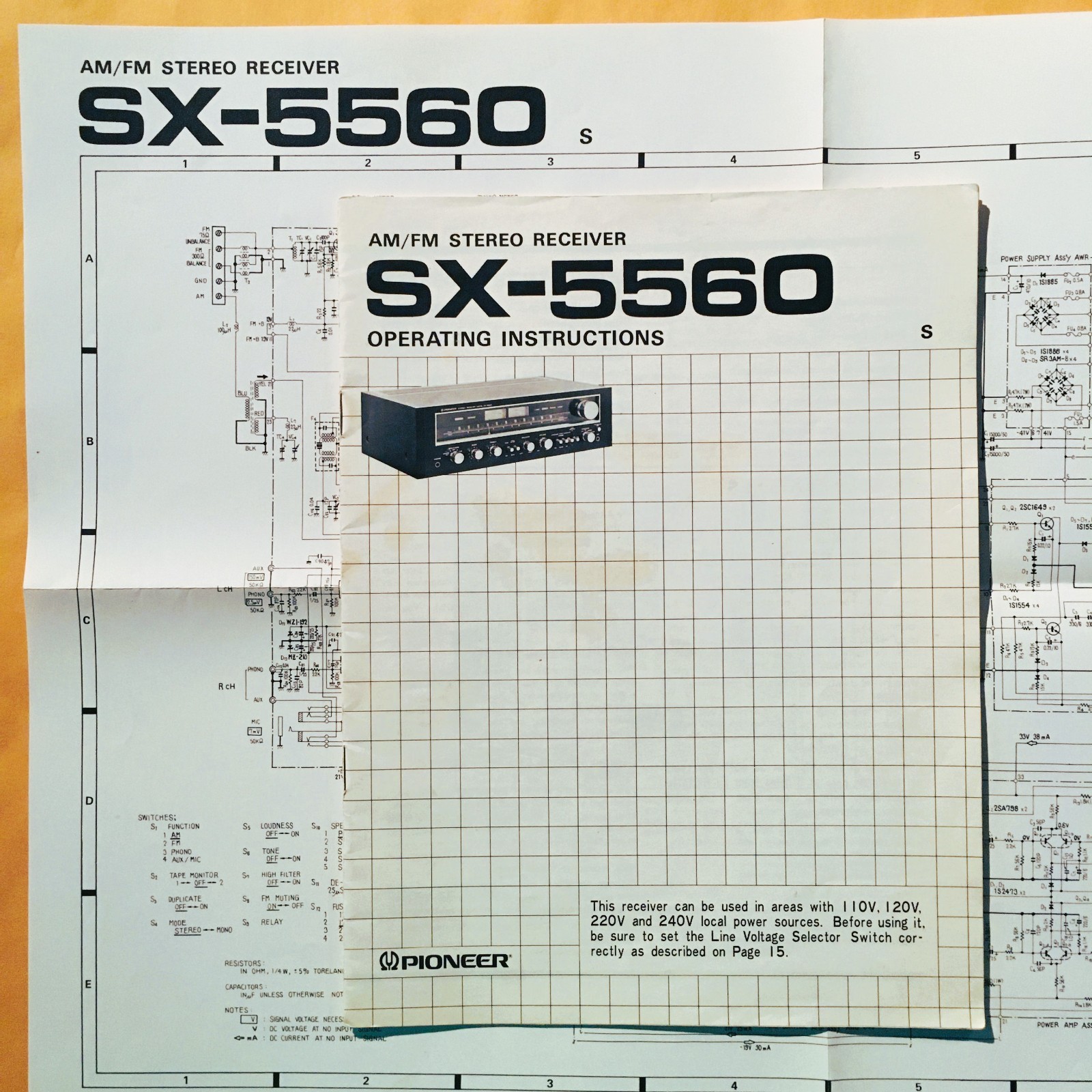 Original Pioneer SX-5560 (European SX-750) Stereo Receiver Instruction Manual