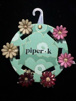 Piper K Butterfly Floral Scarf Scrunchies & Gingham Flat Hair Claw Clip 5 Set Piper K | Accessories | Piper K Gold Tone Metal Colorful  main image 4