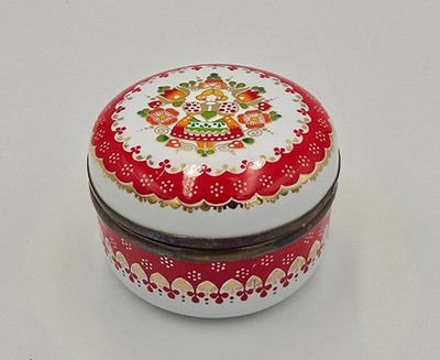 Vintage Red/White Austrian Enamel-On-Metal Trinket Box Email Studio Steinbock