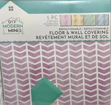 DIY Modern Mini 5 pc Repositionable Floor & Wall Covering-Multicolor Chevron