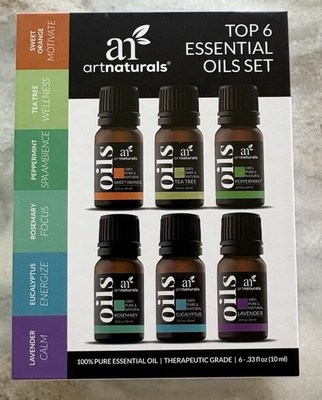 ART NATURALS Top 6 Essential Oils Set 100% Pure For Skin & Hair NEW