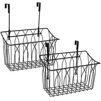 2 Pack Grid Storage Baskets with Hooks Metal Hanging Wire Kitchen Over