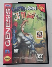 J-444 VINTAGE ORIGINAL SEGA GENESIS EARTHWORM JIM VIDEO GAME WITH BOX