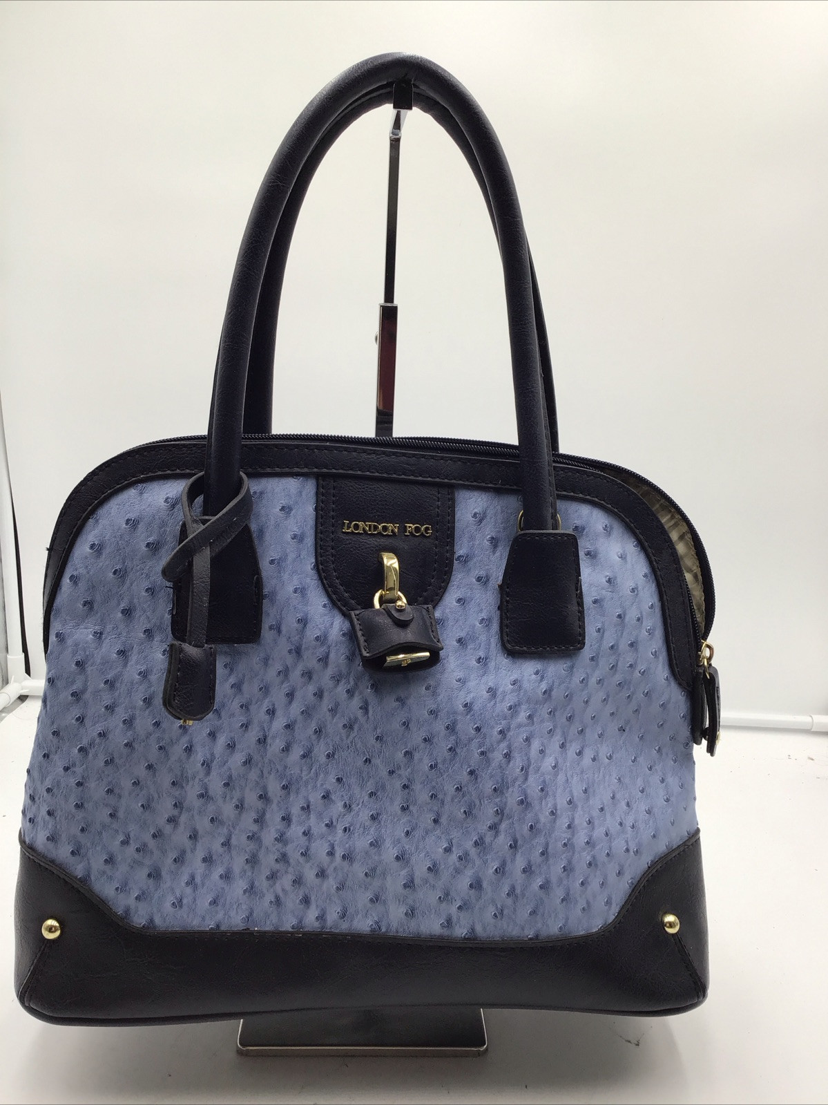 London Fog Faux Ostrich Leather Top Handle Bag 030593