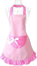 Cute Girls Apron Pink Bowknot Kitchen Cooking Baking Restaurant With Pocket
