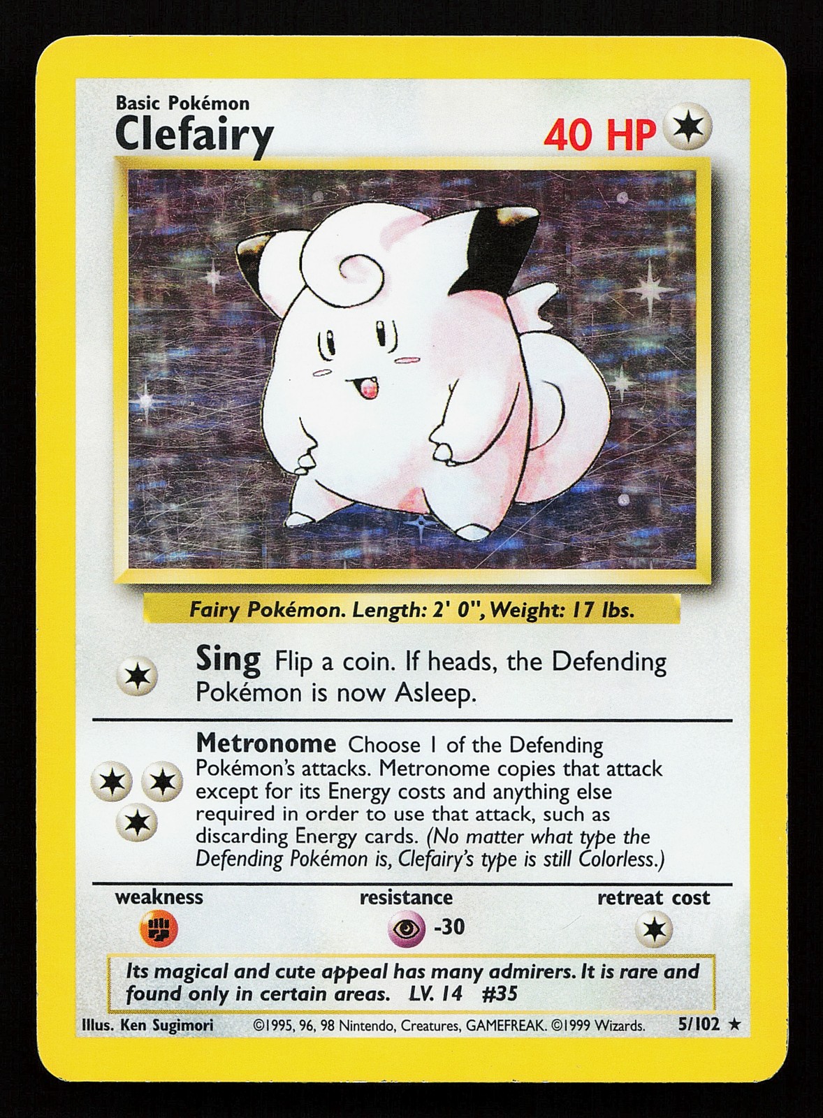 Clefairy 5/102 Holo Rare Base Set Pokémon Card
