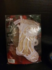 New Bucilla Felt Jeweled 18" White Christmas Stocking Kit 85318
