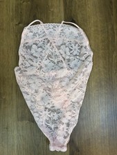 VICTORIA S SECRET Pink Lace One Piece Bodysuit Lingerie XS