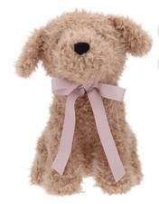 Beige Plush Stuffed Animal Dog with Bow Medium 14 in for Ages 3-4 Years 4-7