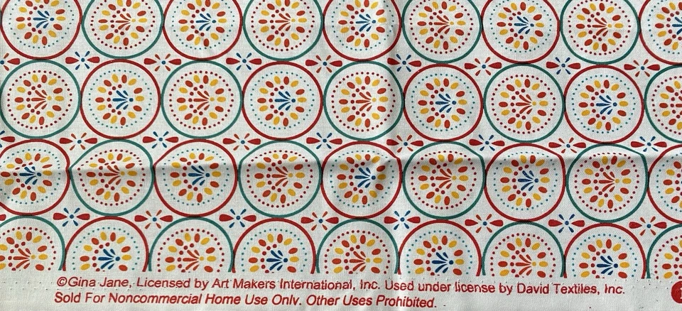 Red, Yellow, Teal Cotton Fabric -Quilt Craft Sew 35.5” long 44” wide - Image 4 of 4