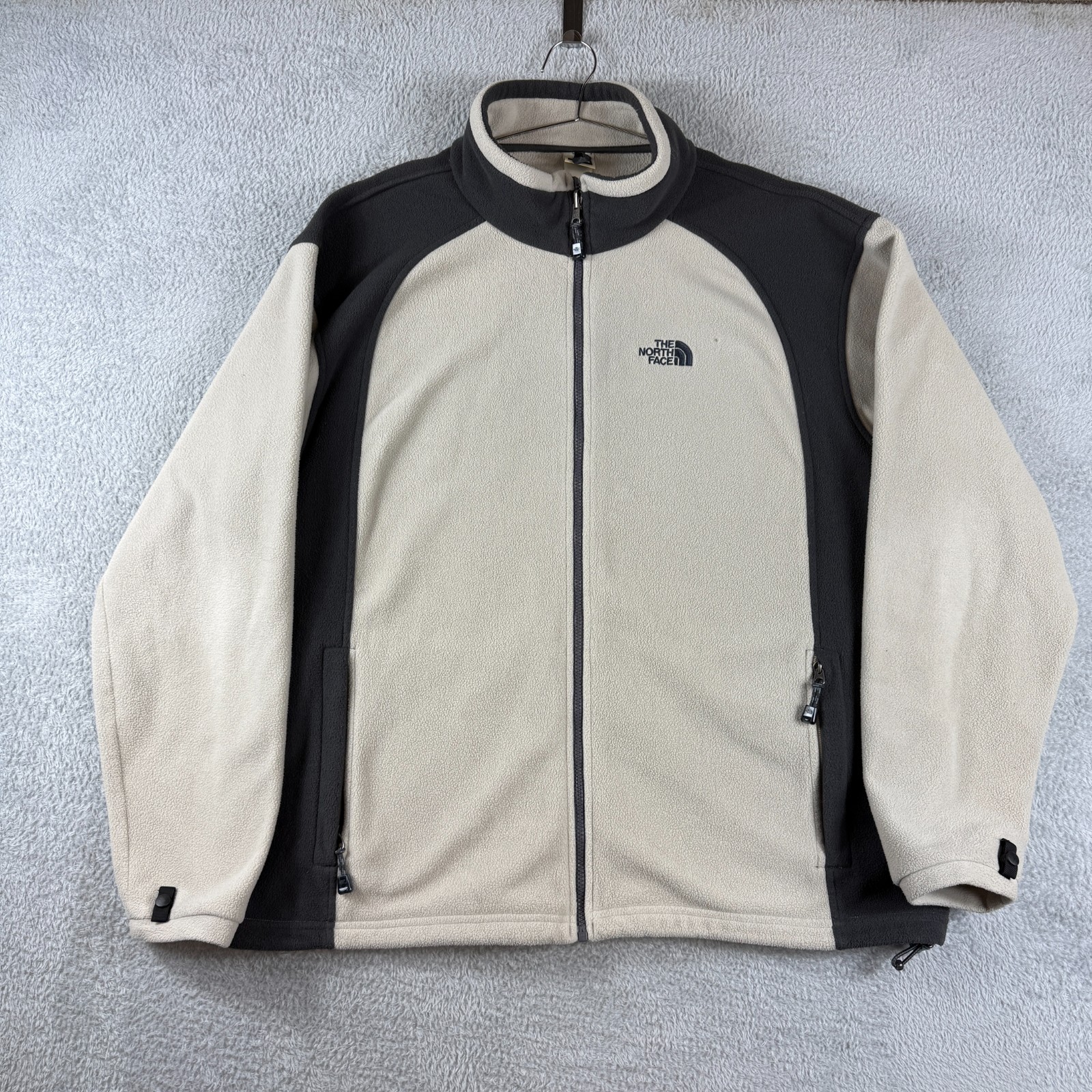 Vintage The North Face 2000’s Y2K Beige Charcoal Size XXL Full Zip Fleece Jacket