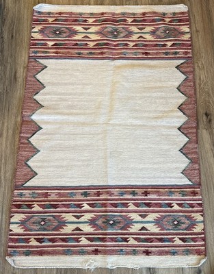 Wool Jute Vintage Kilim Rug Southwestern Tribal Style 64 x41 