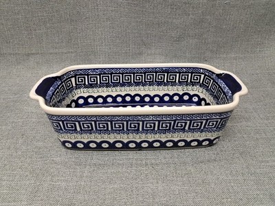 Polish Pottery Boleslawiec Grecian Rectangular Loaf Baker Baking Dish
