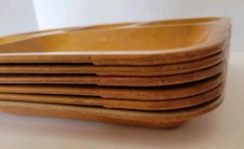 Set of 6 Vintage Halsey 1953 Bakelite Brown Lunch Cafeteria Food Tray 5 Section