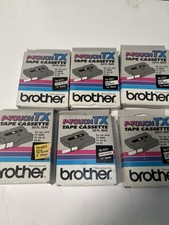 Brother P-Touch TX Tape Cassette 1" Black on White Different Tapes Lot of 6