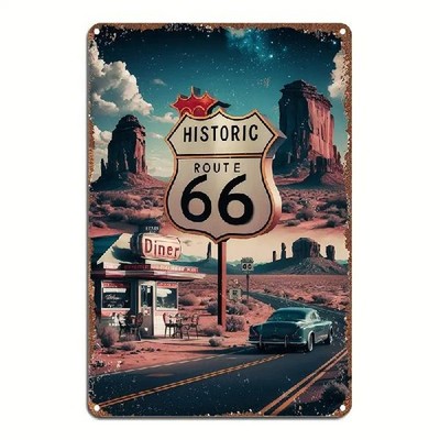 Blechschild Historic Route 66 USA Vintage Metallschild TEL3213
