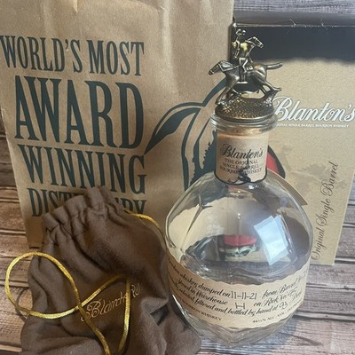 BLANTONS Bourbon Bottle Box Bag ''A' Stopper Horse Empty Unrinsed Gift Set