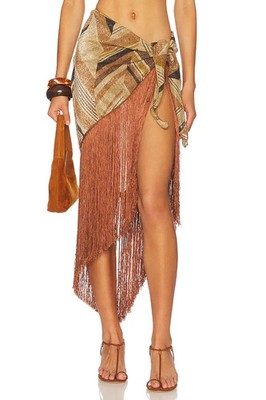 DEVON WINDSOR Paxton Skirt in Espresso Brown Tassel Cover Up XS/S NWT $198