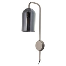 Modern Satin Nickel Plug in Wall Light Reading Bedside Lamp with Glass Shade