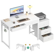 Home Reversible Work Desk PC Computer Desk Study Writing Table Workstation,White