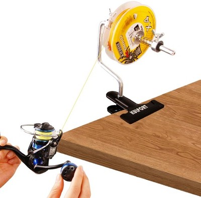 Fishing Line Winder Spooler with Clamp- Protable Multifunction Spooling black