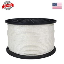 QNR 1/8" White Polyester Rope, Solid Braid Dacron Utility Rope, 500 ft Spool,...