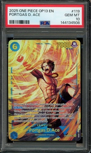 One Piece TCG OP13 EN Carrying on His Will #119 Portgas.D.Ace PSA 10
