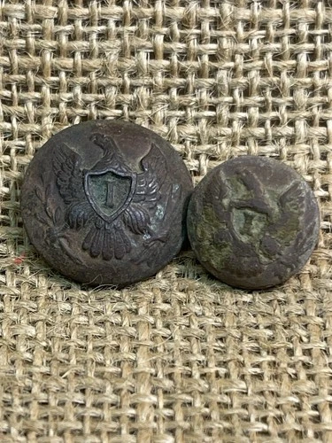 Two Dug Civil War Infantry Eagle I Buttons Overcoat And Cuff Recovered Resaca Ga