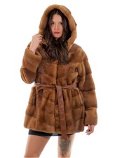 82cm Gold Gold 48 Mink Horizontal Hood Button Collar Sleeve Coat L...
