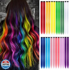 FAYDERS 24 PCS Colored Hair Extensions Clip in - 22 Inch Rainbow Hair for Wom