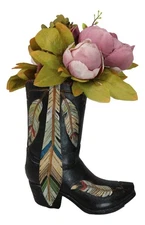 Southwestern Colorful Tribal Indian Dreamcatcher Eagle Feathers Vase Figurine