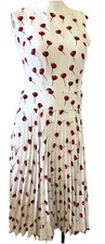Miu Miu by Prada Floral Poppy Printed Midi Dress Pleated Skirt  Size 40 Vintage