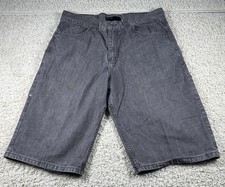 Y2K Rocawear Men's 38 Denim Shorts Black Embroidered Pockets Baggy Hip Hop
