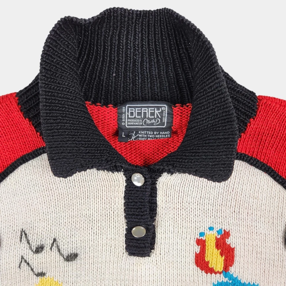 Suéter Vintage Berek Para Mujer L Tejido a Mano Algodón Pima Vaquero Occidental Años 80 Marta D Foto 3 de 4