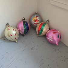 Vtg Glass Teardrop Hand Painted Poland Christmas Ornament Lot 5 READ No Cap On 1