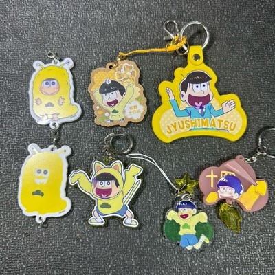 Osomatsu Jyushimatsu Acrylic Leather Wooden Keychain Lot Cat Slug