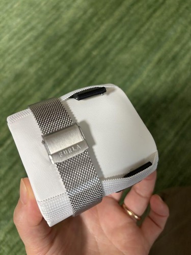 FURLA Solar Silver Watch with Black Leather Band Brand New - Picture 2 of 7
