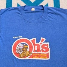 Vintage Quaker Oh's Cereal Shirt Oats Made In USA Single Stitch 80s Rare S/M