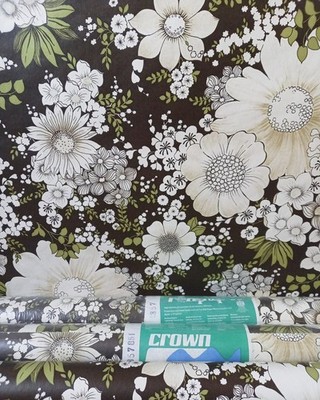 X3 60er Vintage Krone Tapeten Rollen 70s Retro MCM Floral Flower Power Hippie 