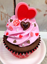 Chocolate Fake Bake Cupcake Valentine's PINK Whipped Cream Tiered Tray