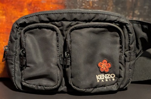 Kenzo Black Crest Waist Pack Belt Bag Crossbody