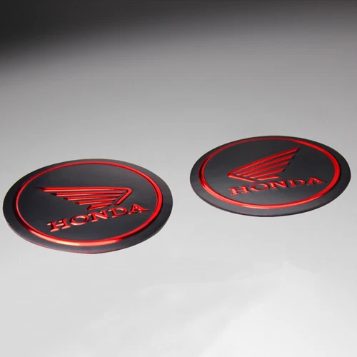 PERFORATED BLACK PRO GRIP TANK PAD+RED 3D WING LETTER EMBLEM+BADGE STICKER SET - Picture 5 of 9